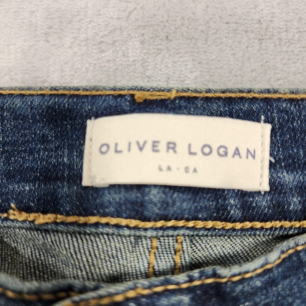 NEW Oliver Logan Jeans Womens 4/27 Blue Crosby Relaxed Taper Raw Hem Stretch - Picture 5 of 13